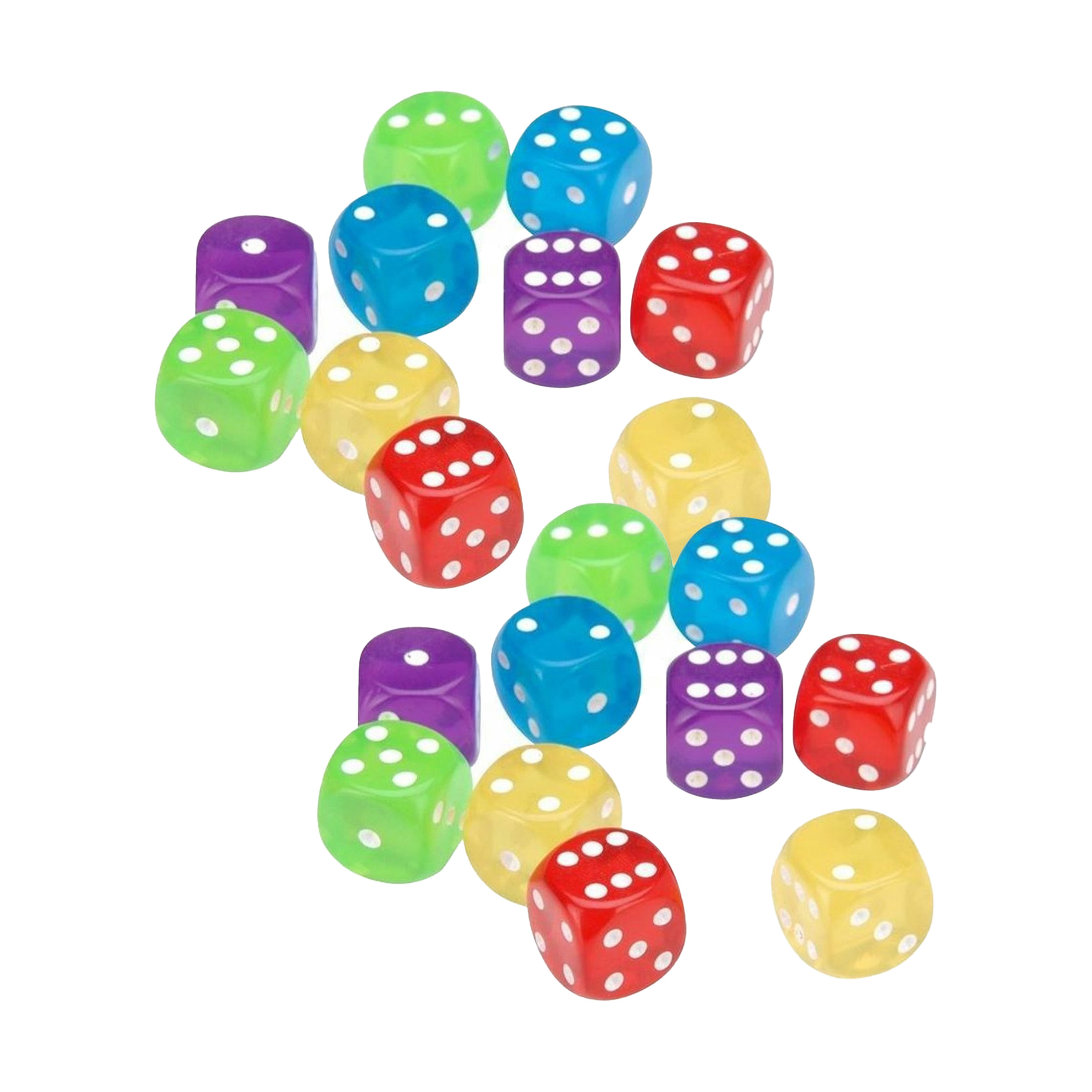 TopTen Dobbelstenen 20x kleurenmix kunststof bordspellen dobbel spellen