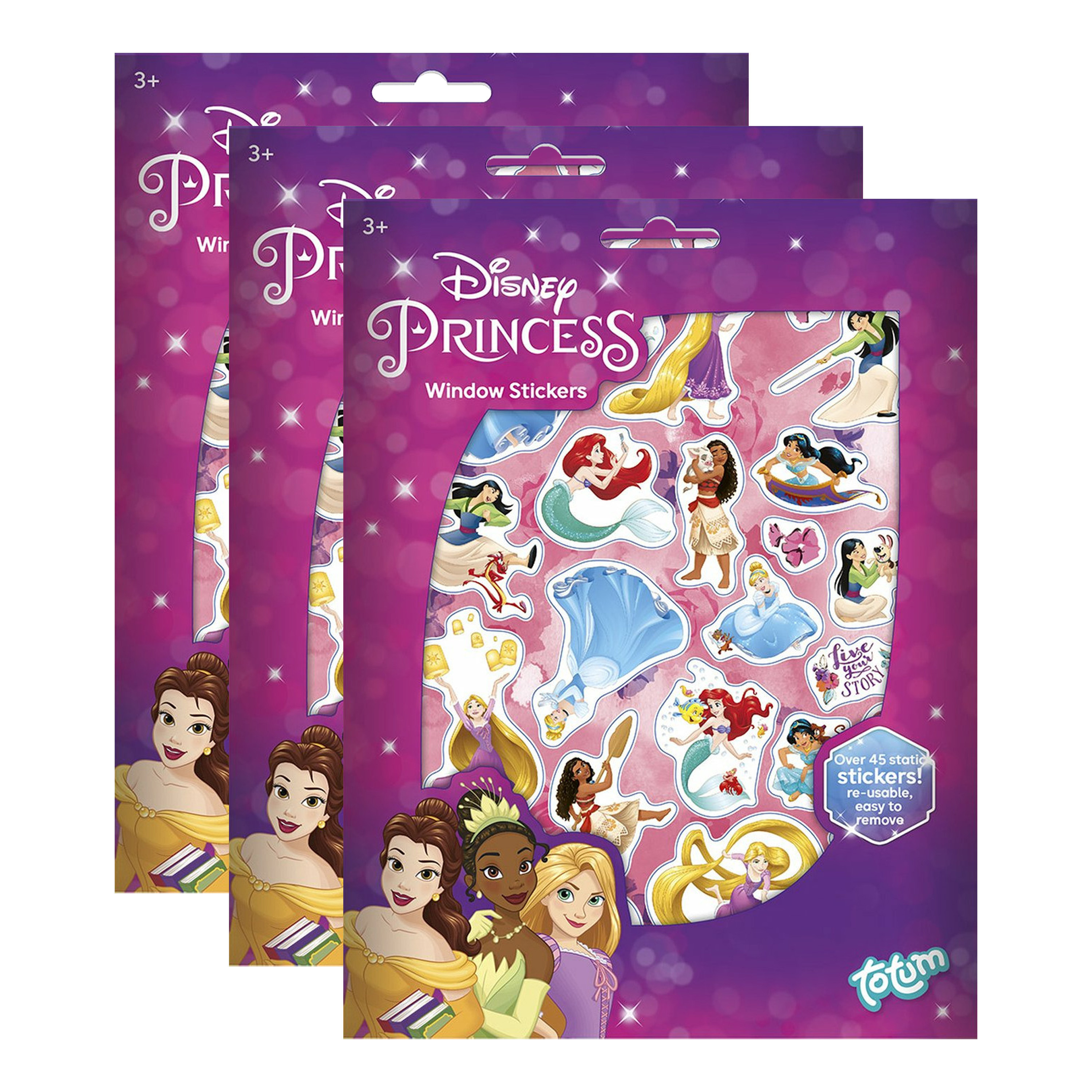 Totum Disney Princess auto raamstickers 135x prinsessen thema voor kinderen