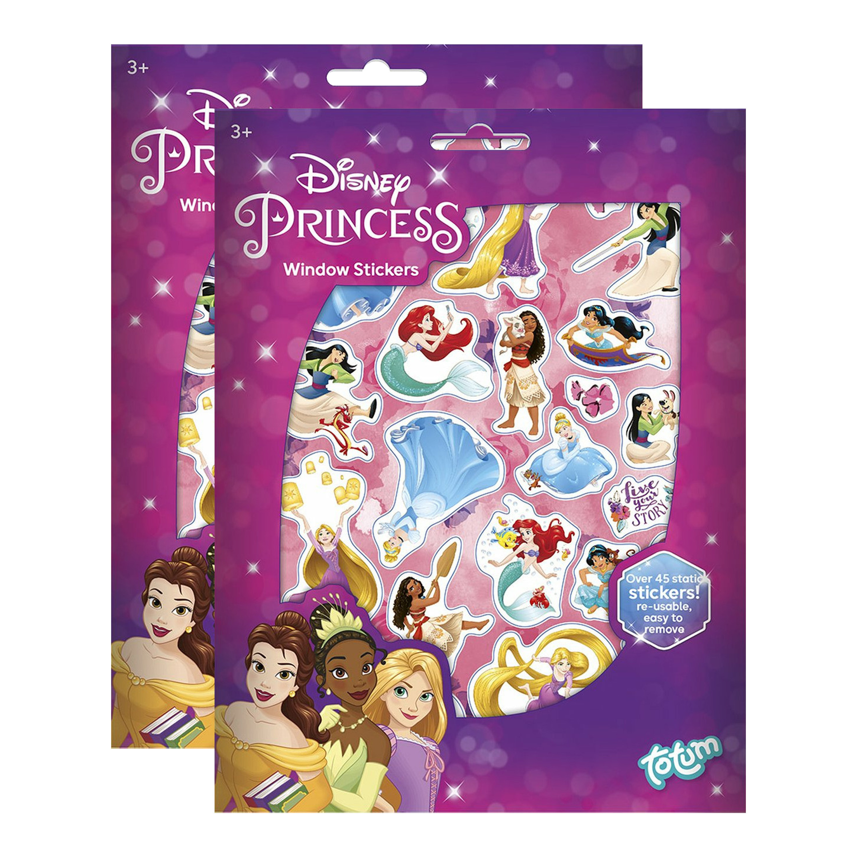 Totum Disney Princess auto raamstickers 90x prinsessen thema voor kinderen