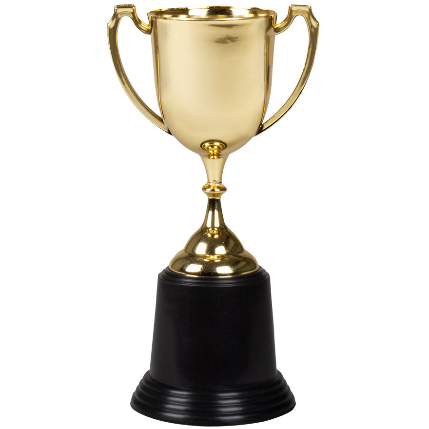 Trofee-prijs beker met handvatenÃÂ goud kunststof 22 cm