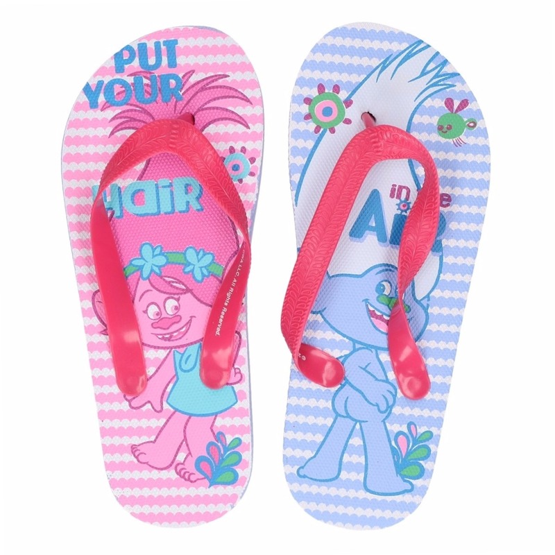 Trolls roze-blauwe flip flops voor meisjes