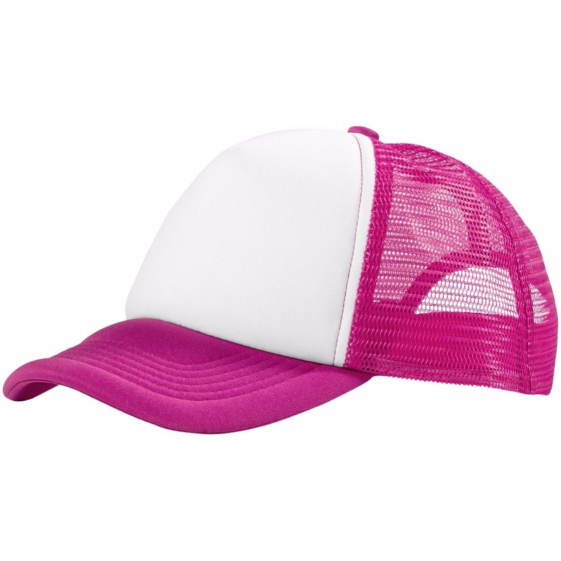 Truckers baseball cap roze-wit 100% polyester