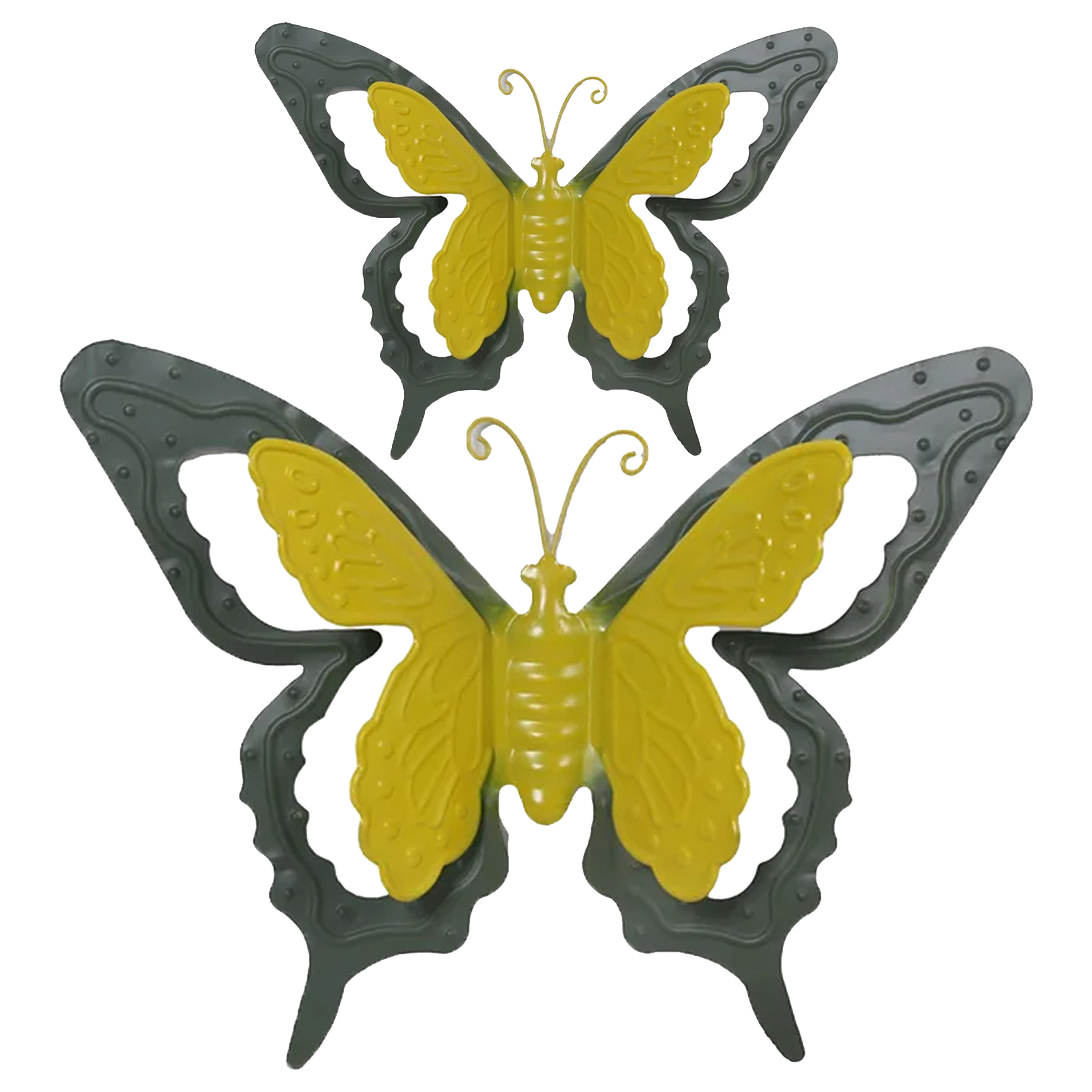 Tuin-schutting decoratie vlinders metaal groen 17 x 13 cm 36 x 27 cm