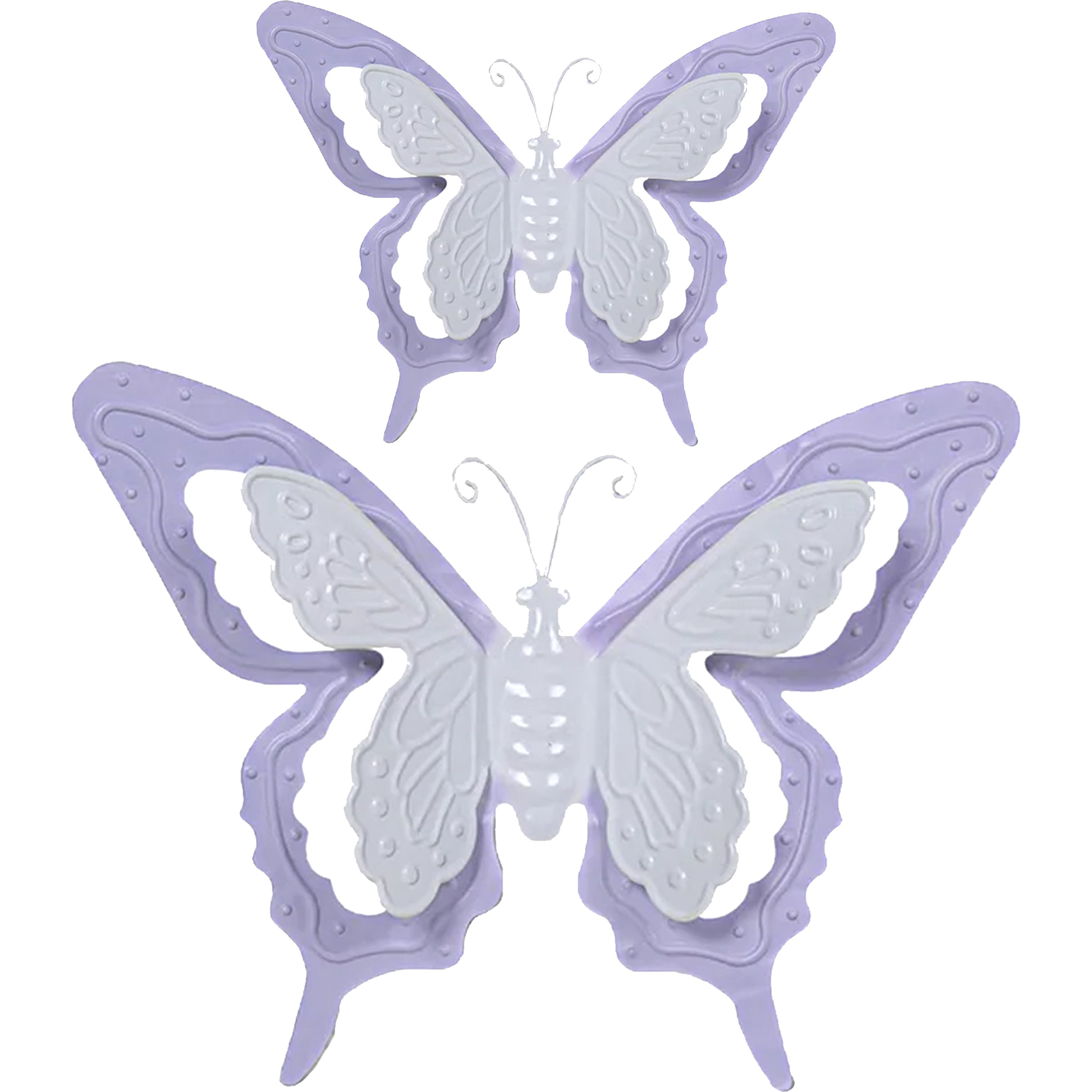Tuin-schutting decoratie vlinders metaal lila paars 17 x 13 cm 36 x 27 cm