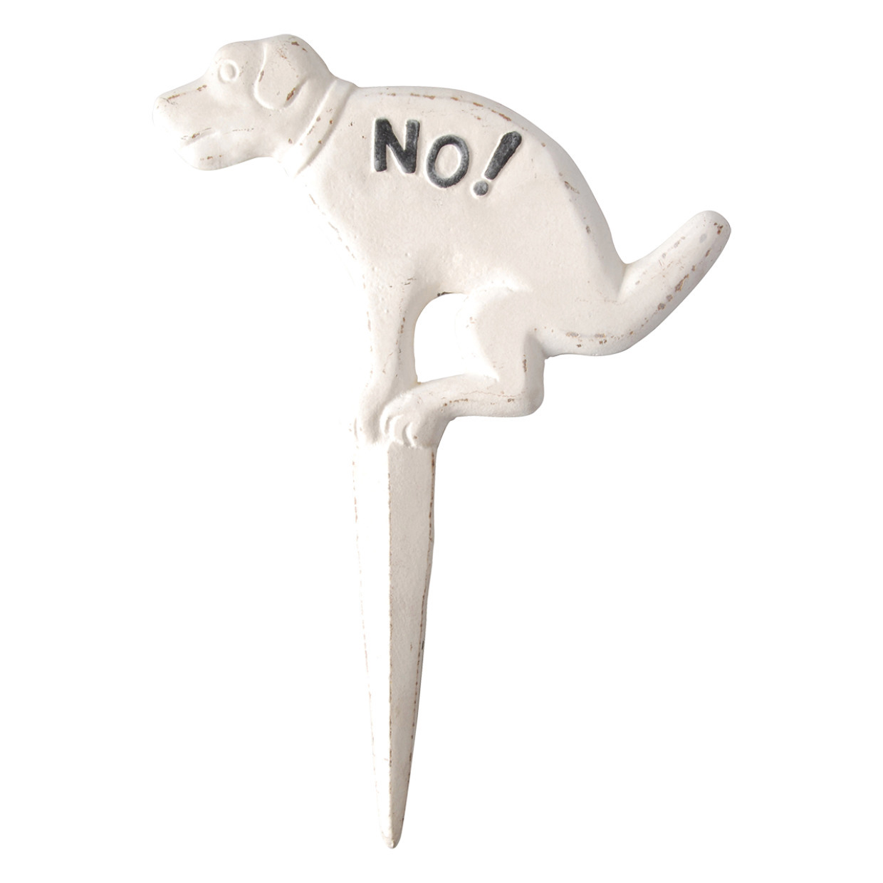 Tuinbordje-hondenbordje niet poepen wit gietijzer 33 cm