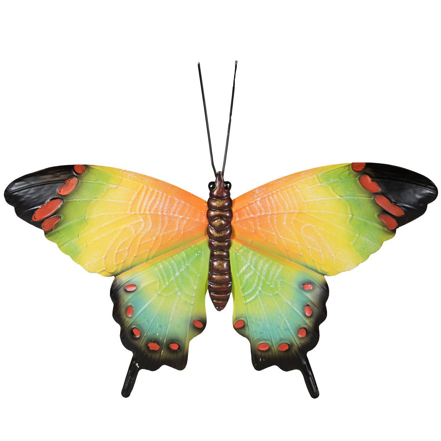 Tuindecoratie vlinder van metaal groen 37 cm