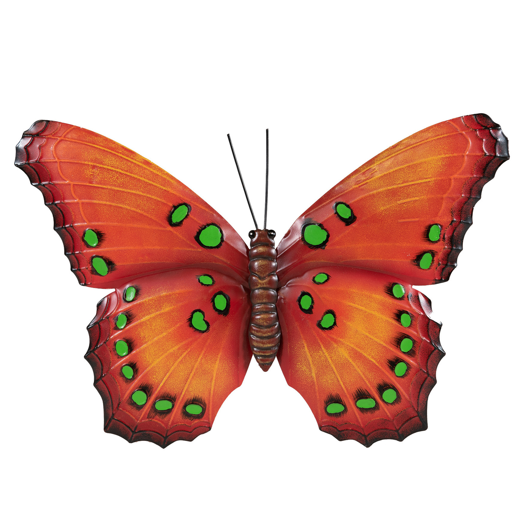 Tuindecoratie vlinder van metaal oranje 48 cm