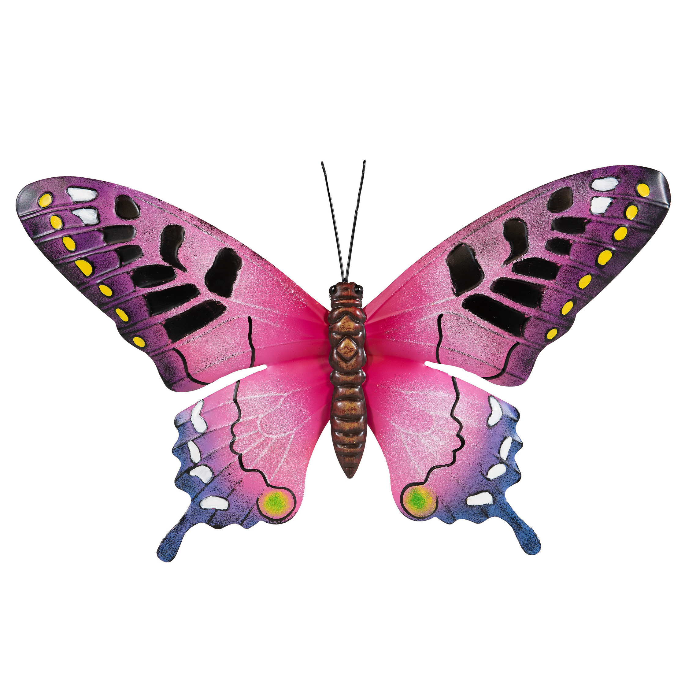 Tuindecoratie vlinder van metaal roze 48 cm