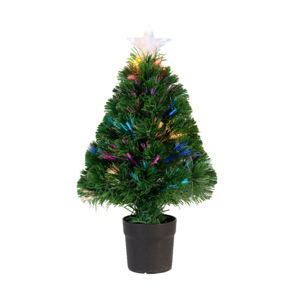 Tweedekans kerstboom fiber met licht en ster piek 90 cm