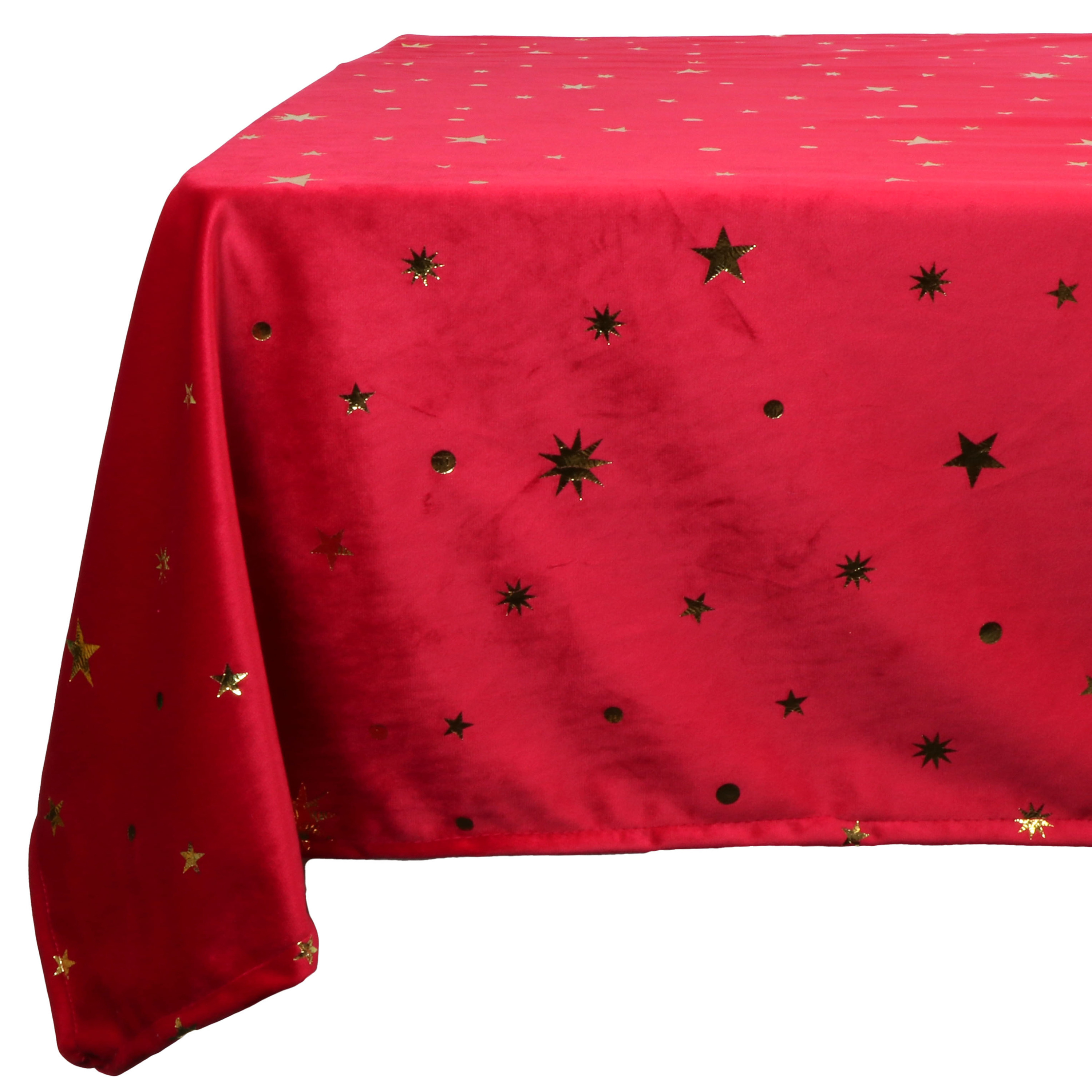 Unique Living tafelkleed kerst -rood met gouden sterren -250 x 150cm