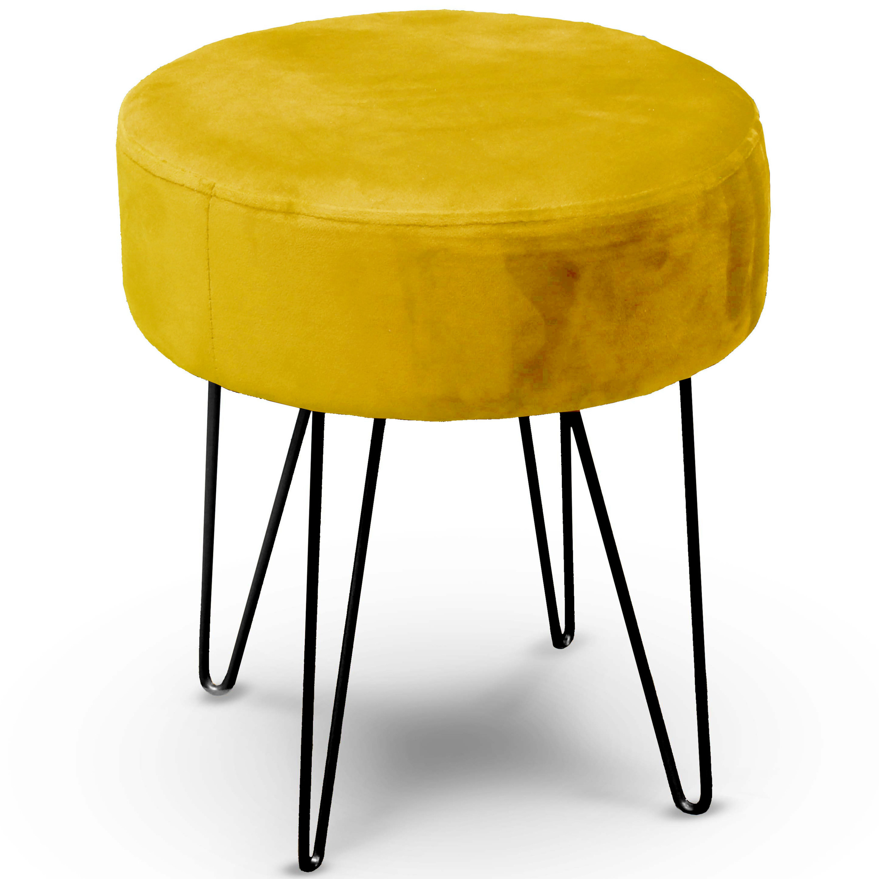 Unique Living - velvet kruk Davy - oker geel - metaal/stof - 35 x 40 cm