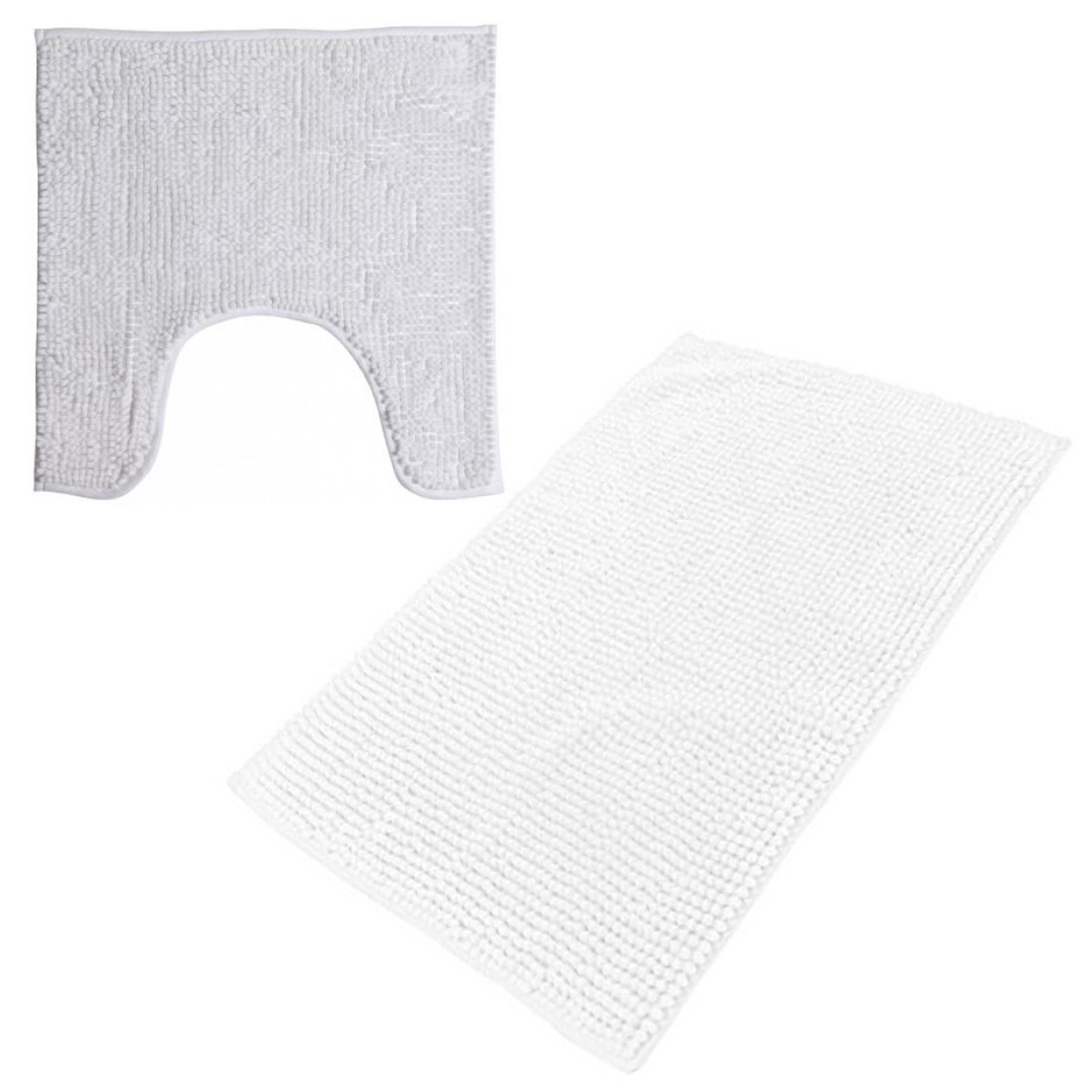 Urban Living badkamer droogloop matjes-tapijt set 2x stuks polyester parel wit