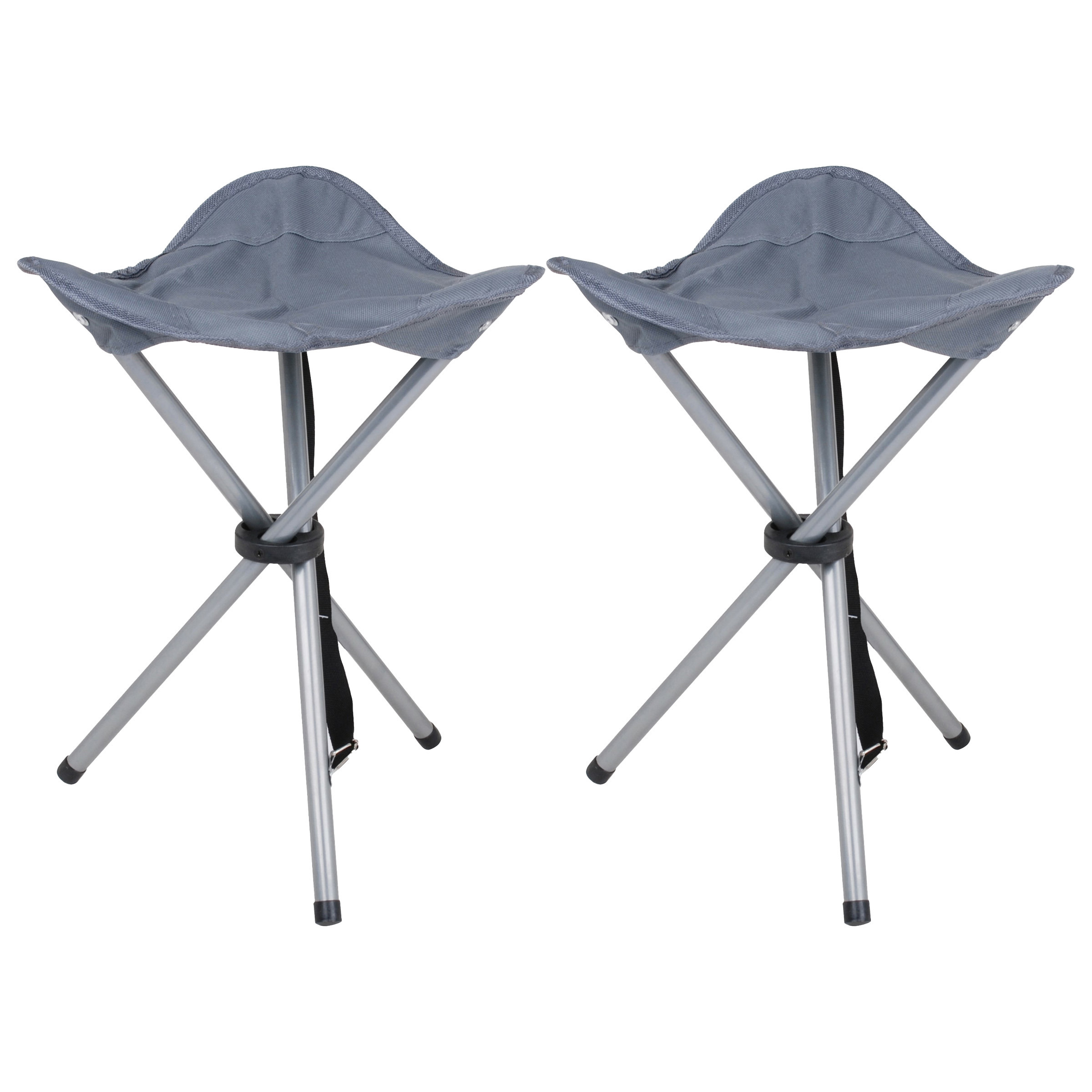 Urban Living bijzet krukje-stoeltje 2x Opvouwbaar Camping-outdoor D32 x H43 cm