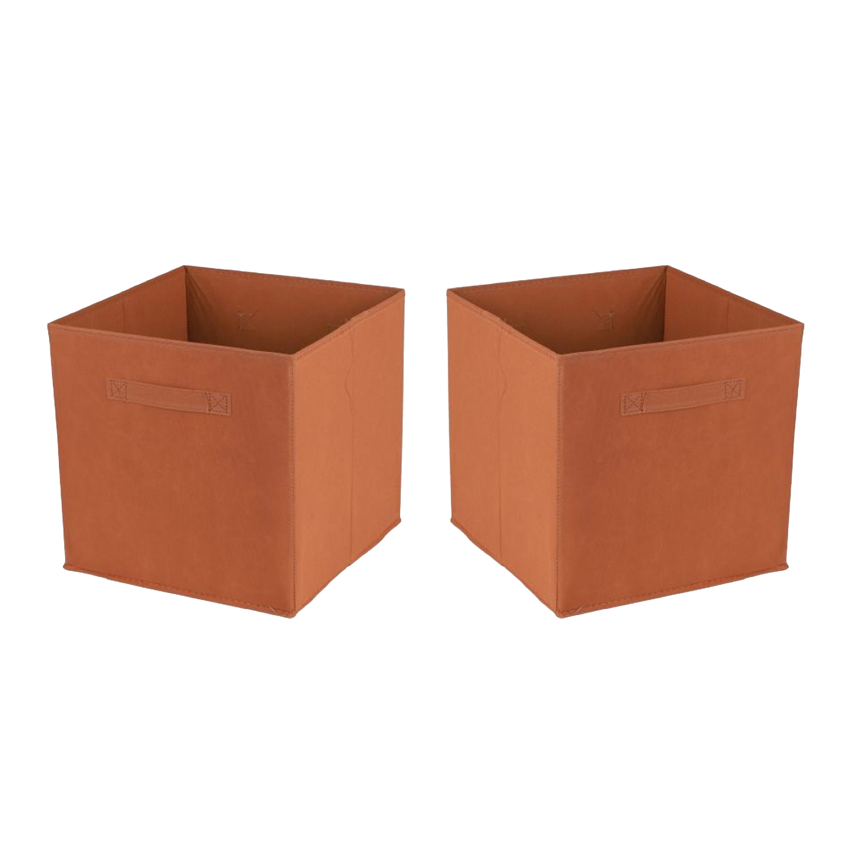 Urban Living Opbergmand-kastmand Square Box 2x karton-kunststof 29 liter oranje 31 x 31 x 31 cm