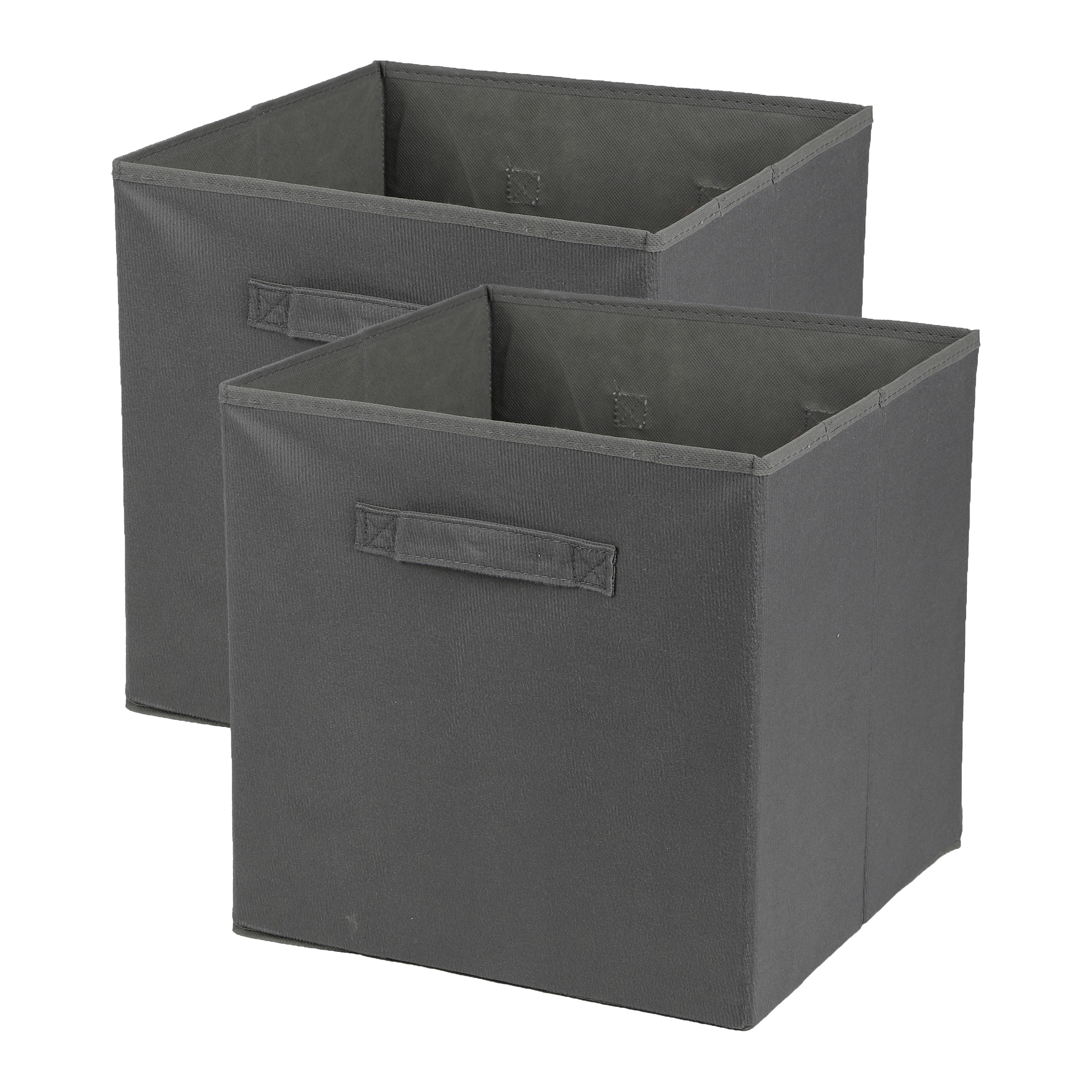Urban Living Opbergmand-kastmand Square Box 2x karton-kunststof 29 liter titanium grijs 31 x 31 x 31