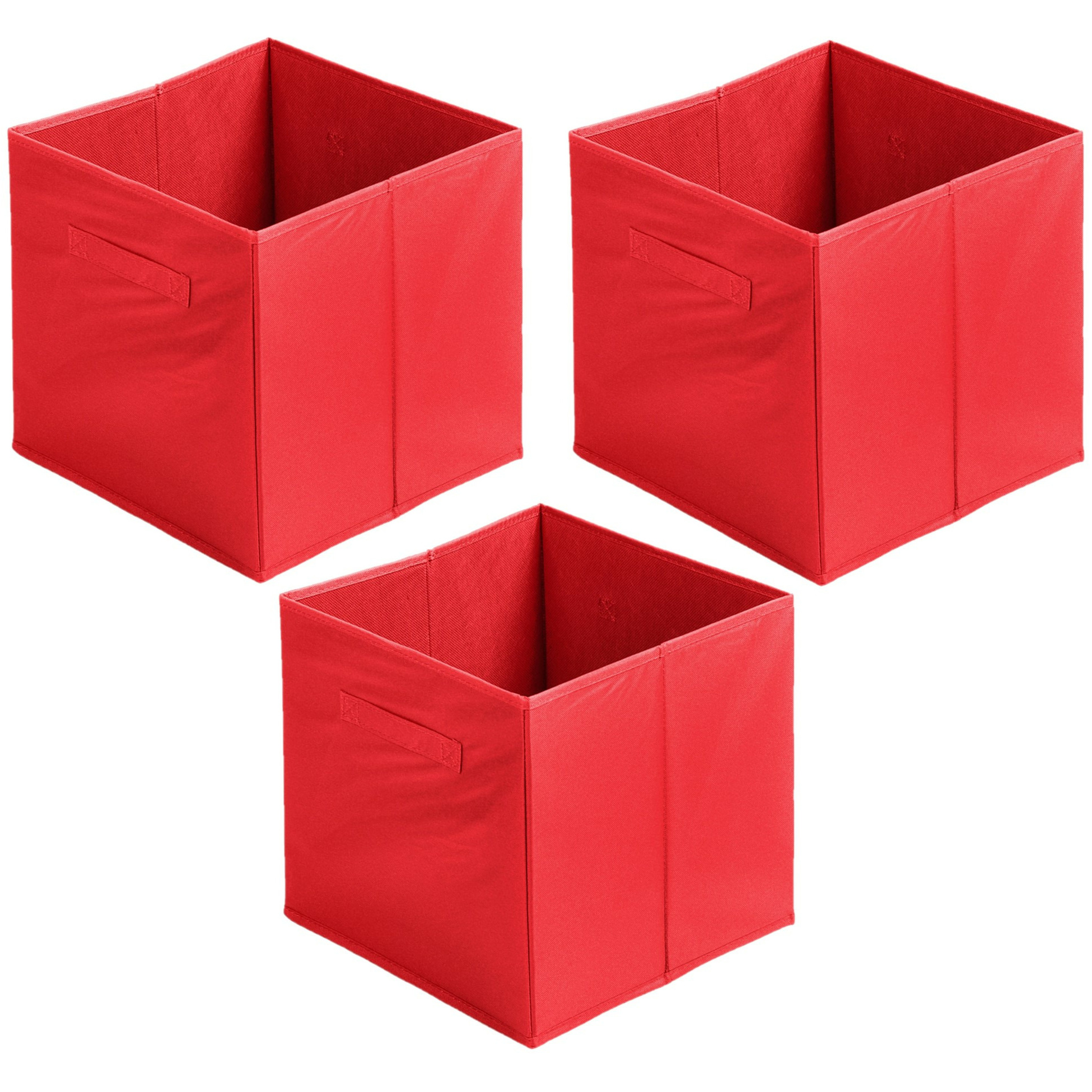 Urban Living Opbergmand-kastmand Square Box 3x karton-kunststof 29 liter rood 31 x 31 x 31 cm