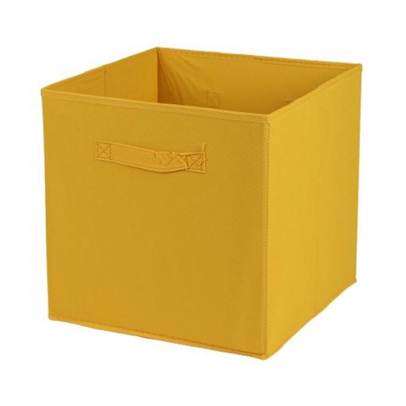 Urban Living Opbergmand-kastmand Square Box karton-kunststof 29 liter oker geel 31 x 31 x 31 cm