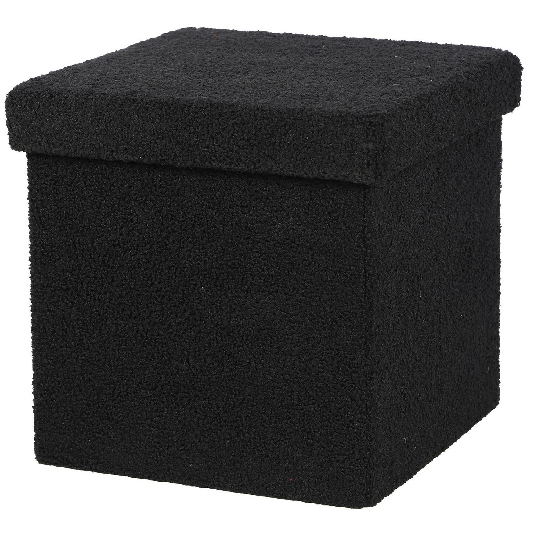 Urban Living Poef Teddy BOX hocker opbergbox zwart polyester-mdf 38 x 38 cm opvouwbaar