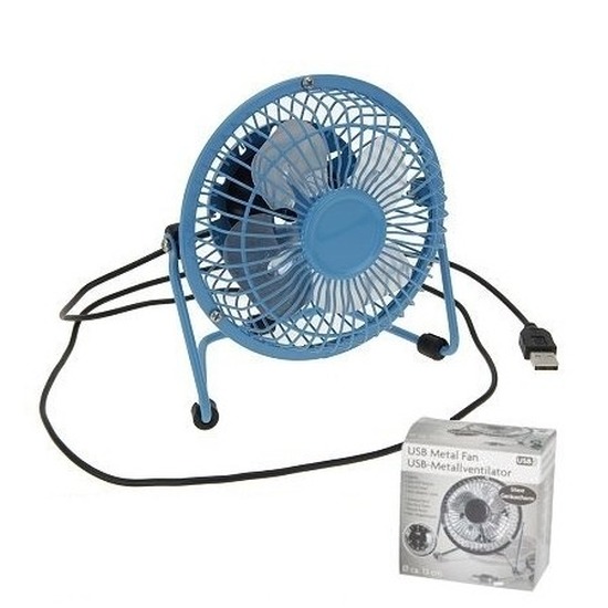 Usb ventilator blauw 15 cm