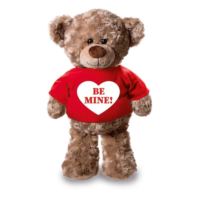 Valentijn Be Mine knuffelbeer rood shirtje 24 cm