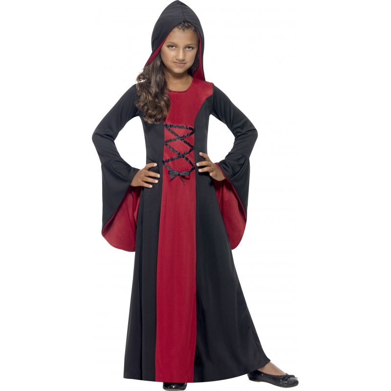 Vampier jurk rood-zwart voor meiden