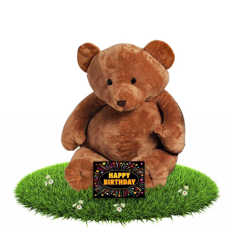 Verjaardagcadeau beren knuffel Boris 54 cm + gratis verjaardagskaart