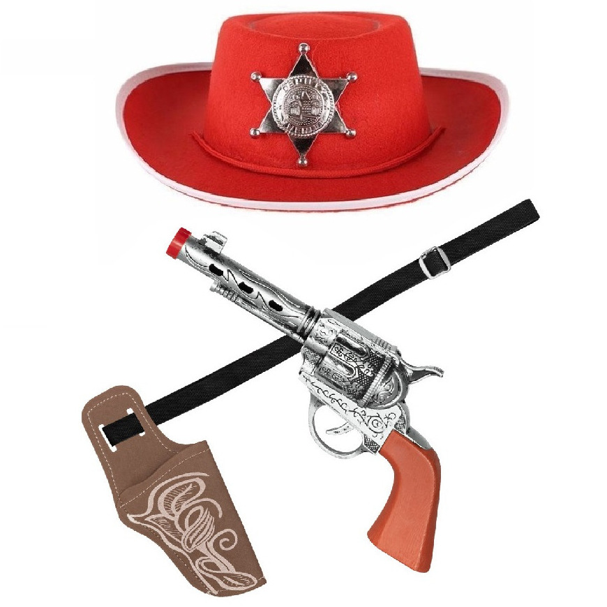Verkleed cowboy hoed-holster met een revolver voor kinderen