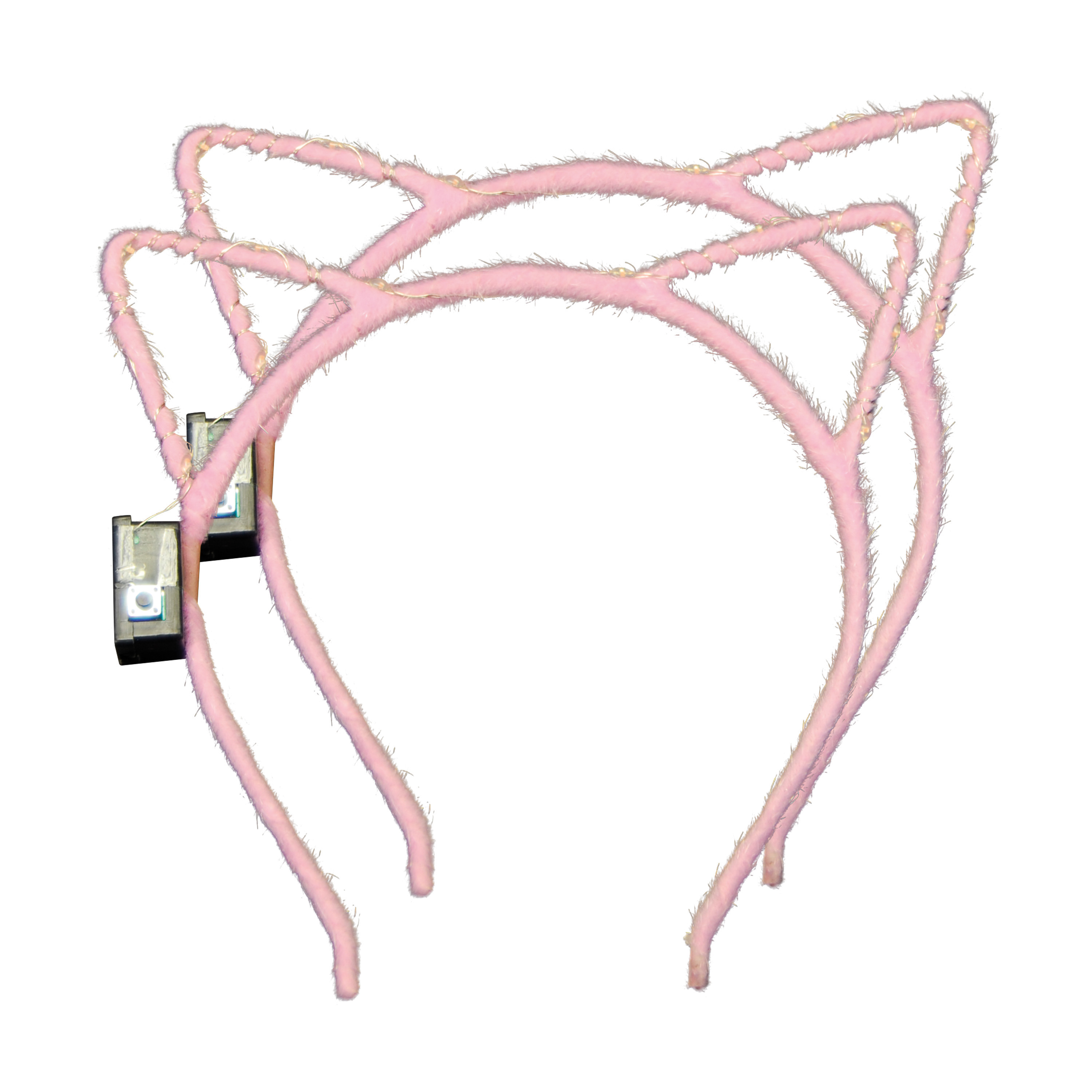 Verkleed-feest diadeem katten-poezen oren-oortjes 2x roze meisjes LED licht carnaval