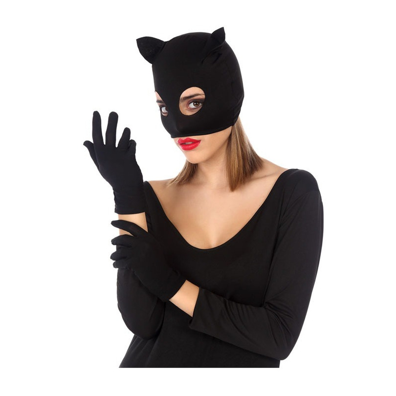Verkleed party handschoenen voor dames polyester zwart one size kort model