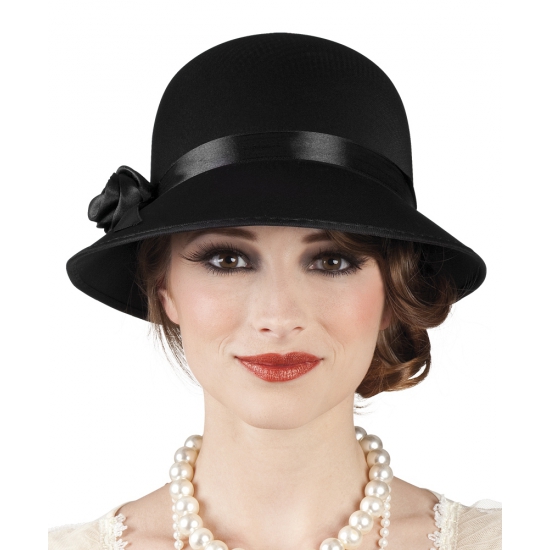Vintage dames hoed zwart kopen