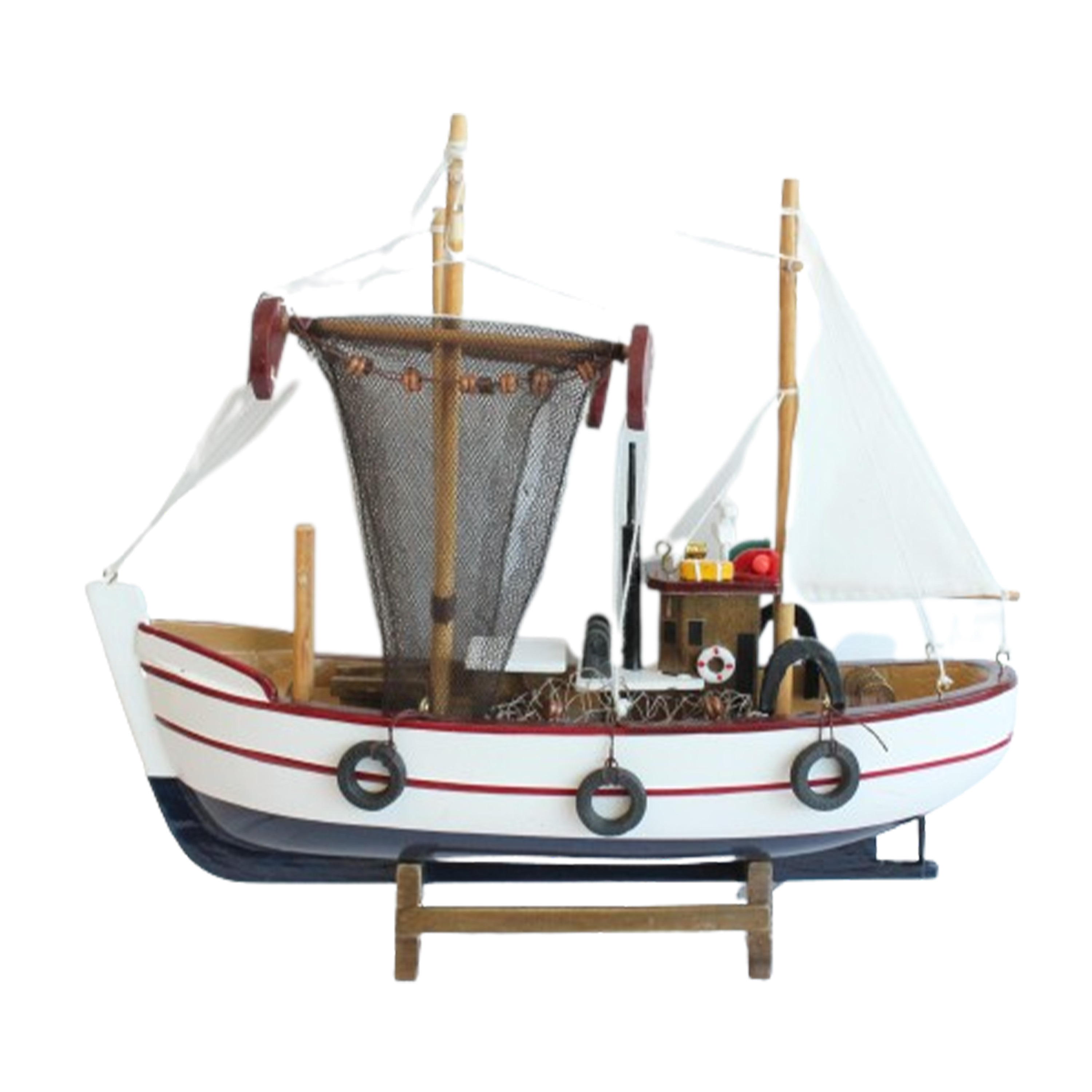 Vissersboot schaalmodel Hout 30 x 8 x 27 cm Maritieme boten decoraties voor binnen