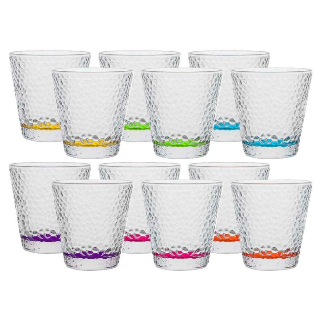 Vivalto Waterglazen-drinkglazen Colorama 12x transparant kleurenmix 310 ml 9 cm