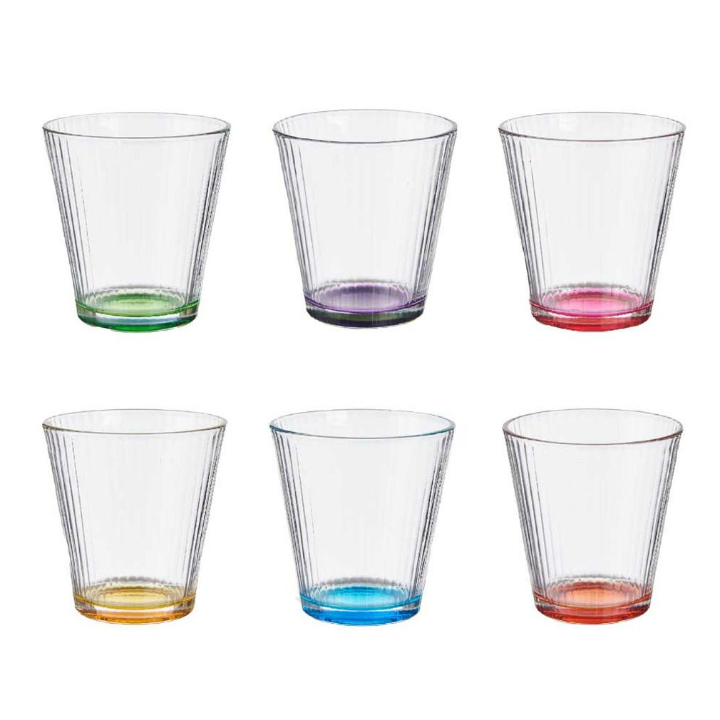 Vivalto Waterglazen-drinkglazen Colorama 6x transparant kleurenmix 310 ml 9 cm
