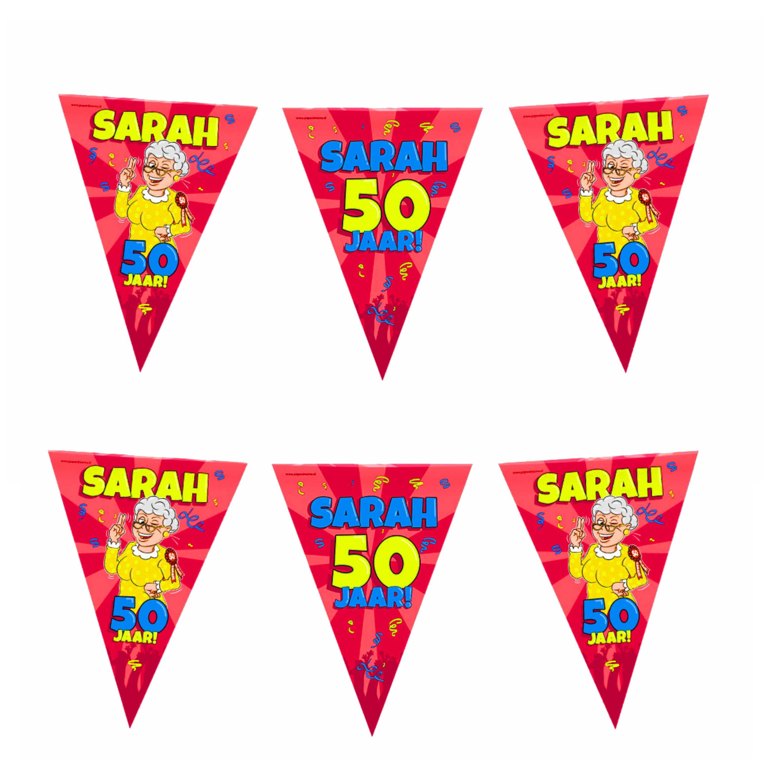Vlaggenlijn 50 jaar Sarah versiering-decoratie 10 meter