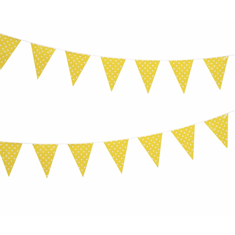 Vlaggenlijn geel met witte stippen 4 meter
