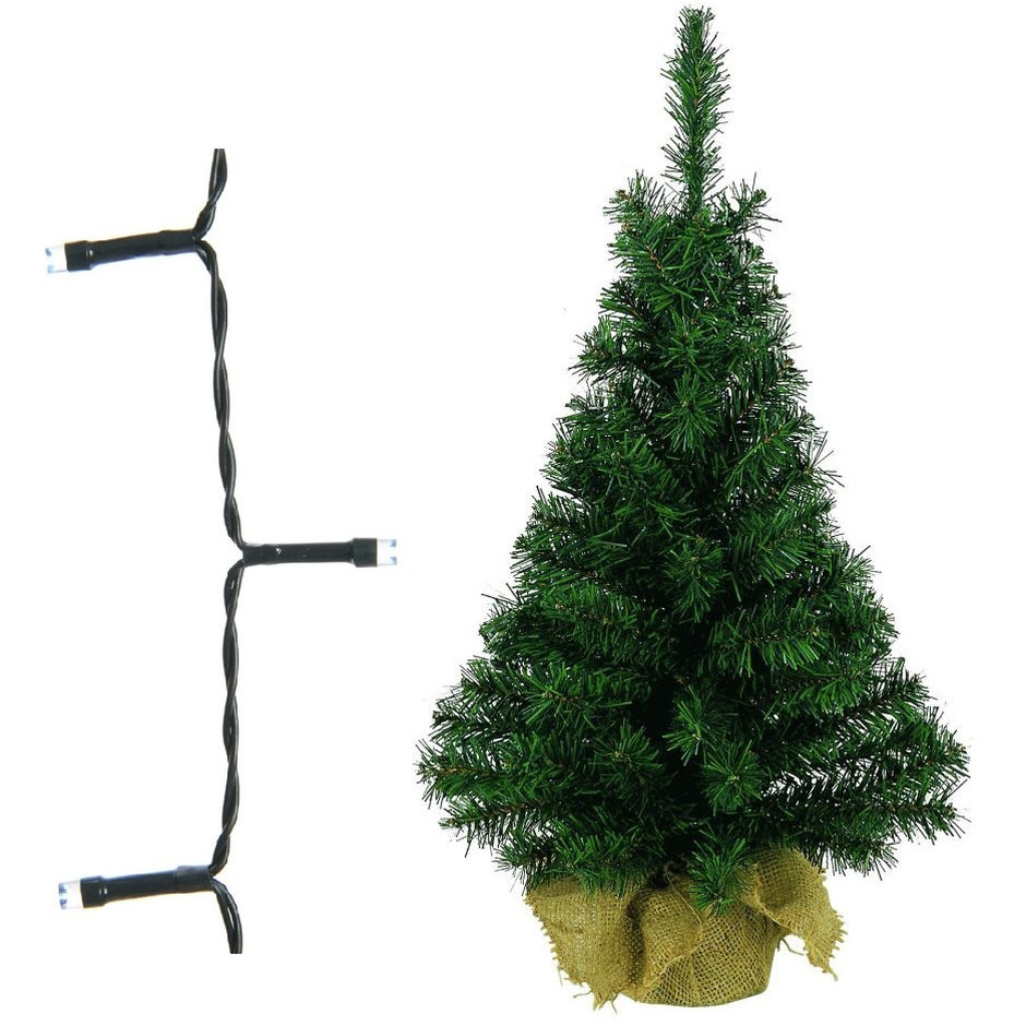 Volle kerstboom-kunstboom 75 cm inclusief warm witte verlichting op batterij
