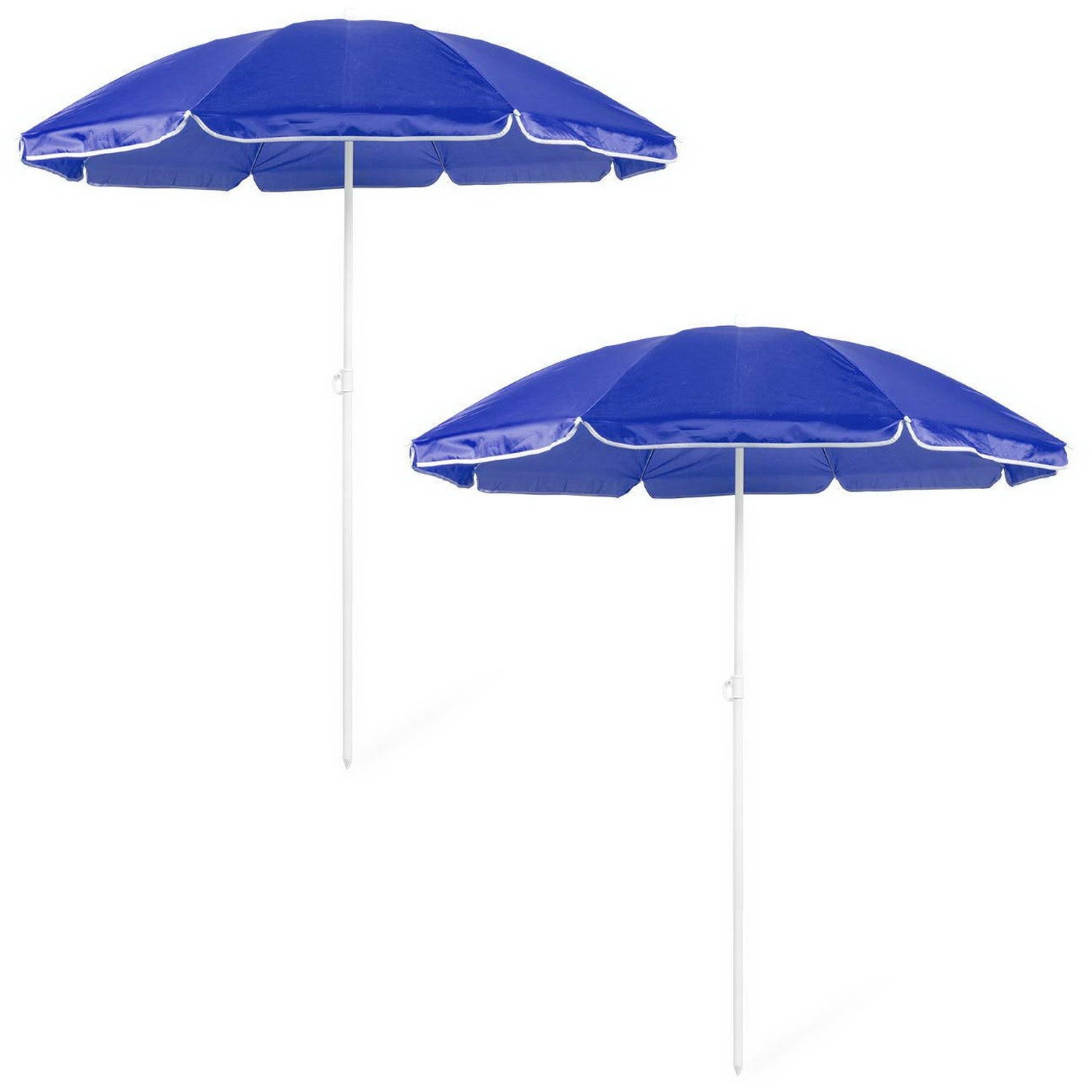 Voordeel set van 2x strandparasols blauw 150 cm diameter