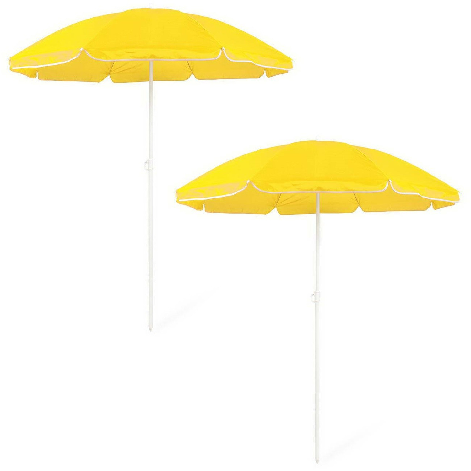Voordeel set van 2x strandparasols geel 150 cm diameter