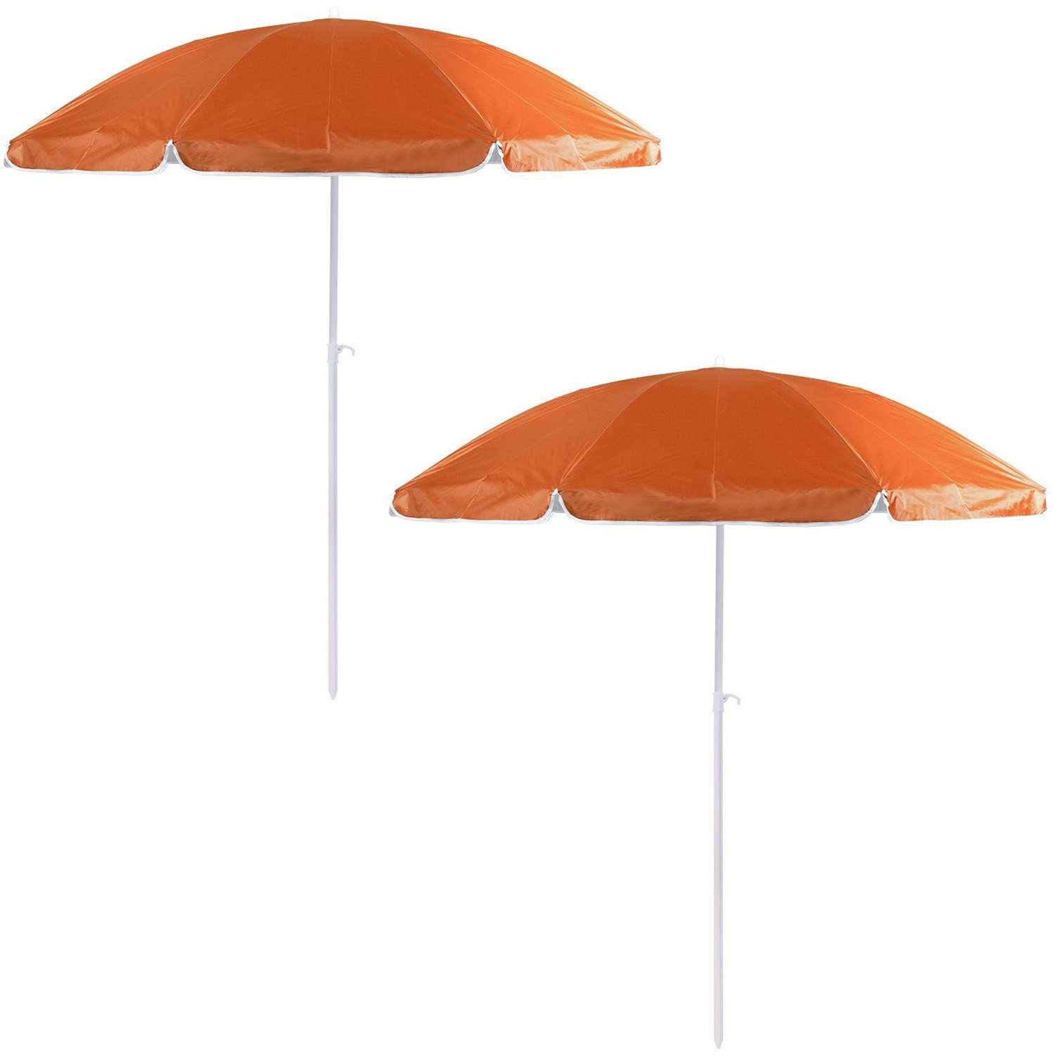 Voordeel set van 2x strandparasols oranje 200 cm diameter