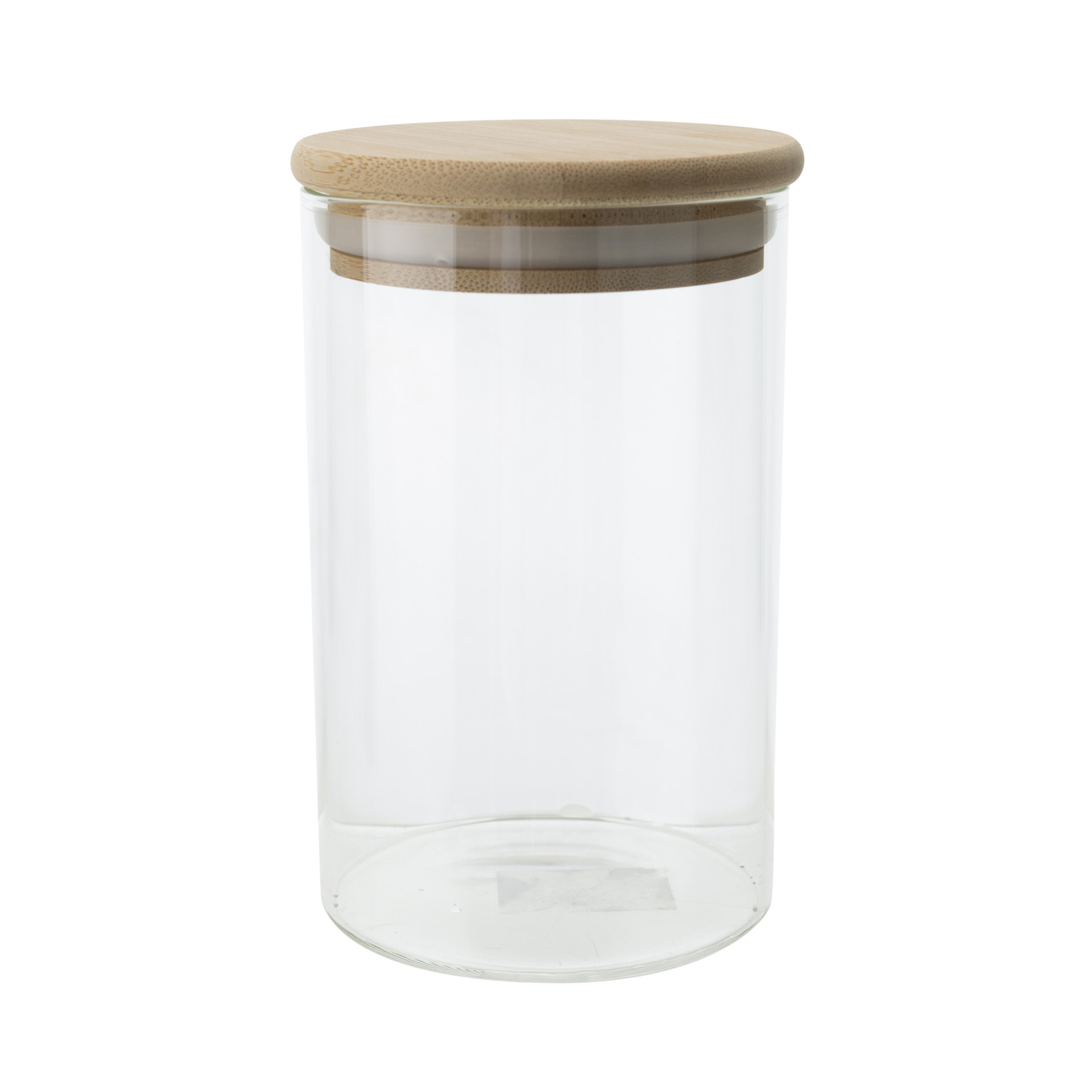 Voorraadpot-bewaarpot 500 ml glas met houten deksel
