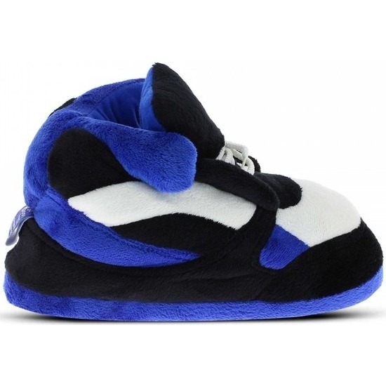 Warme sneaker slofjes-pantoffeltjes blauw-zwart-wit voor dames