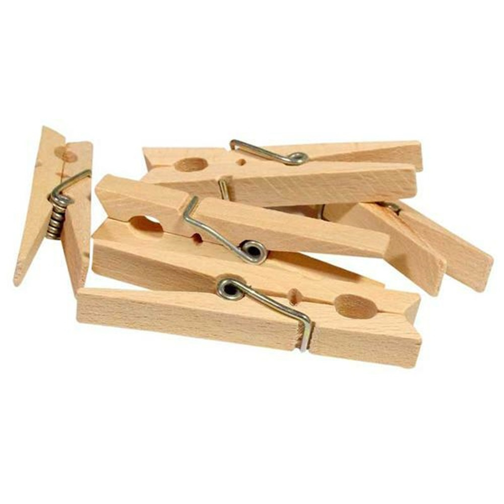 Wasknijpers bamboe hout 24x stuks basic size 7 cm was ophangen