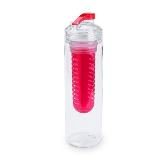 Water fles met fruitfilter rood 700 ml