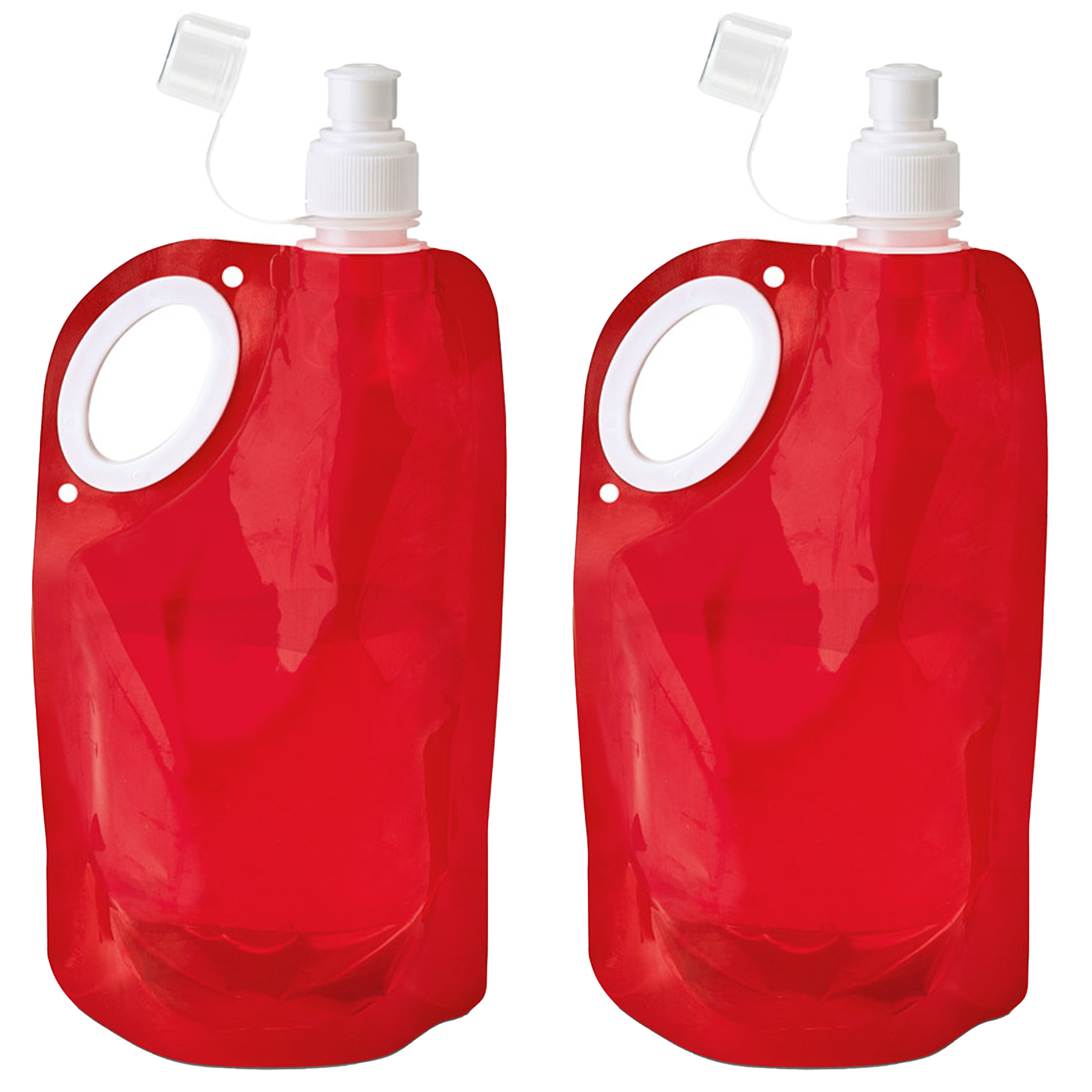 Waterfles-drinkfles opvouwbaar 2x rood kunststof 770 ml schroefdop waterzak