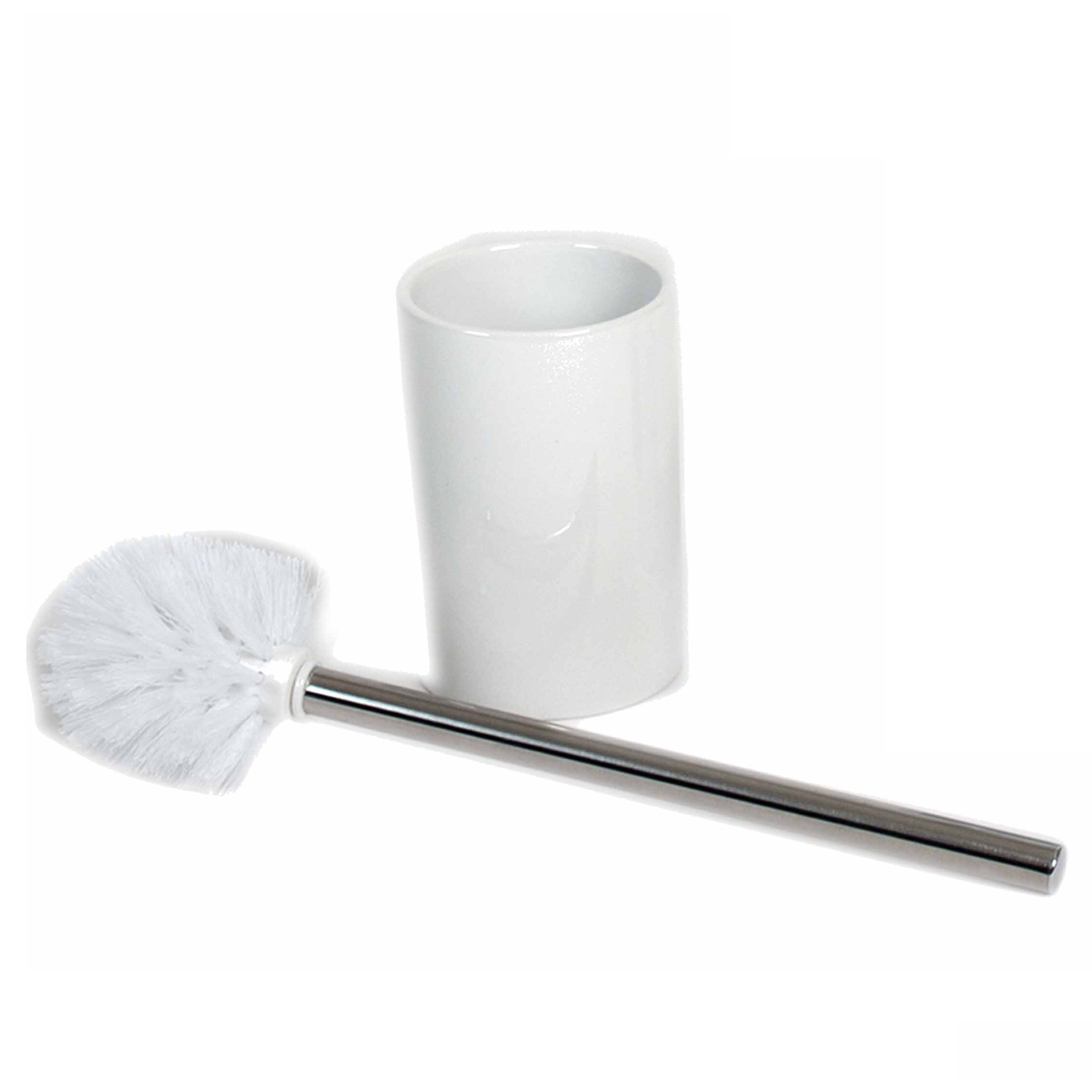 Wc-toiletborstel inclusief houder wit 37 cm van RVS -keramiek
