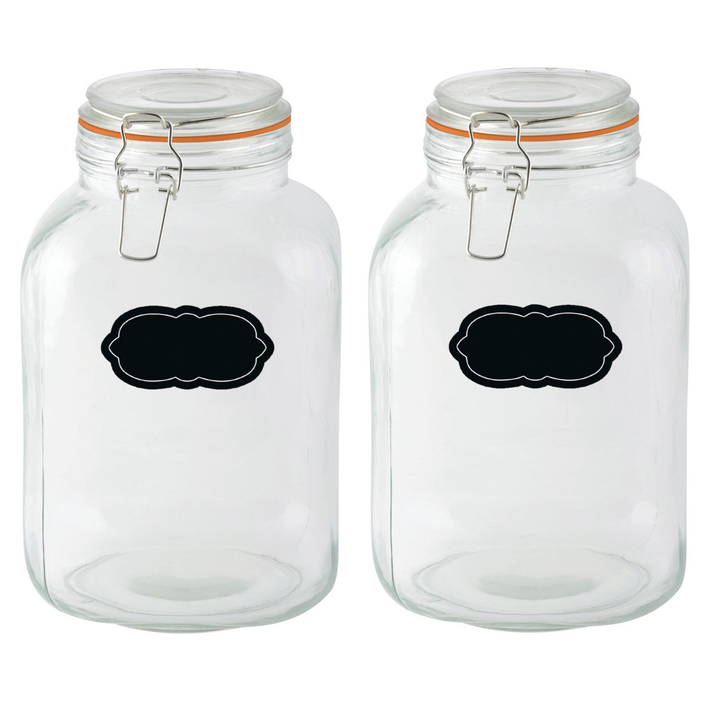 Weckpot-inmaakpot 2x 3L glas met beugelsluiting incl. etiketten