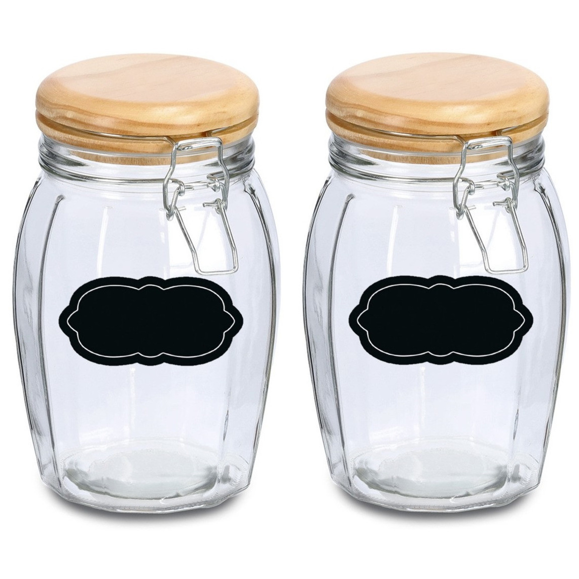 Weckpot-inmaakpot 4x 1.2L glas met beugelsluiting incl. etiketten