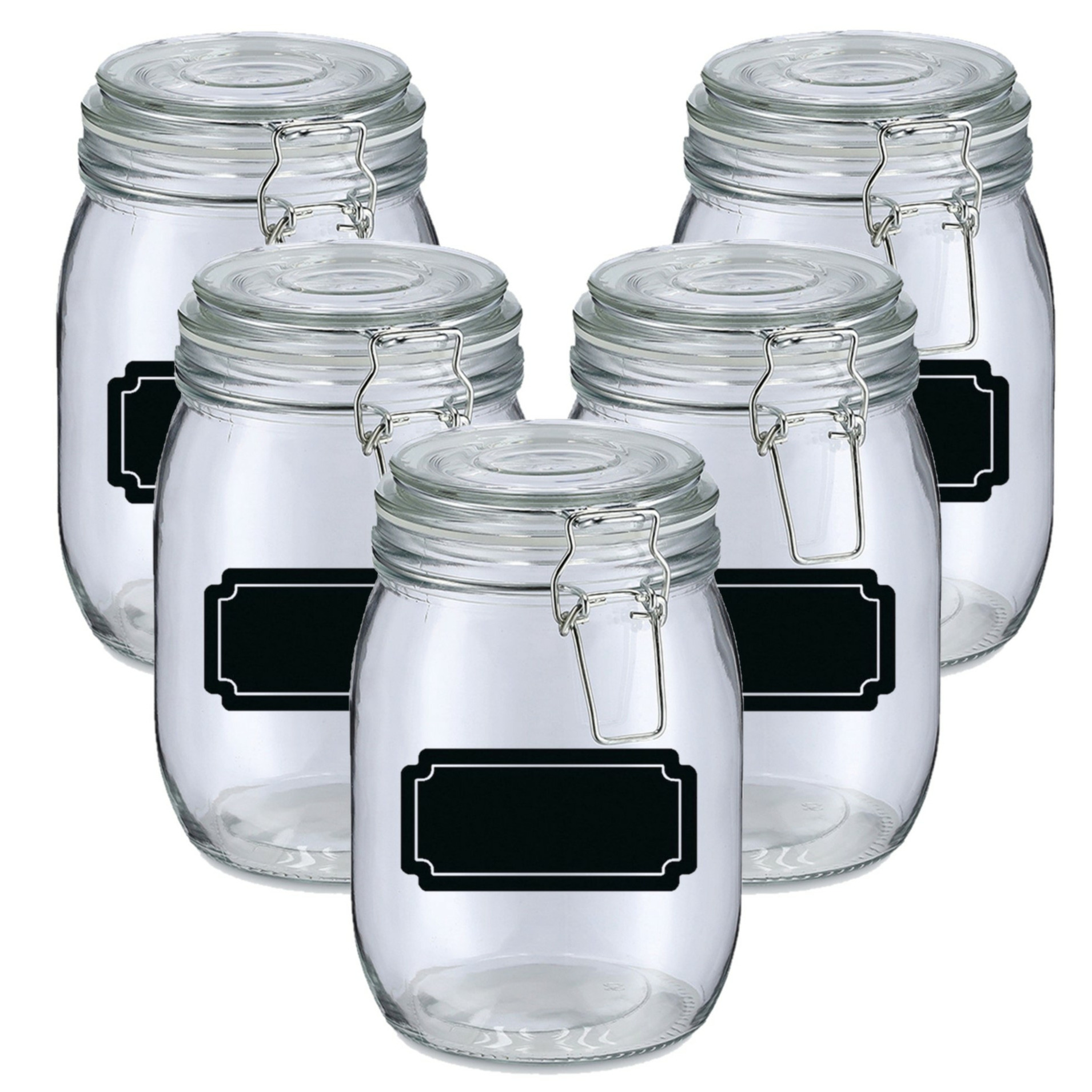 Weckpotten-inmaakpotten 10x 1L glas met beugelsluiting incl. etiketten