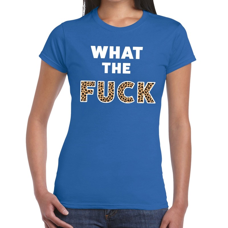 What the Fuck tijger print fun t-shirt blauw voor dames