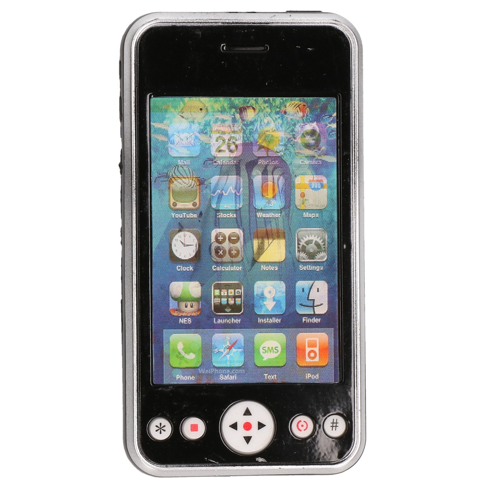 Wiite speelgoed smartphone/mobiele telefoon met licht en geluid 10 cm